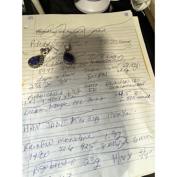 India 925 sterling Faceted Lapis Lazuli White Fresh Water Pearl Cabochon Earring - Picture 16 of 16